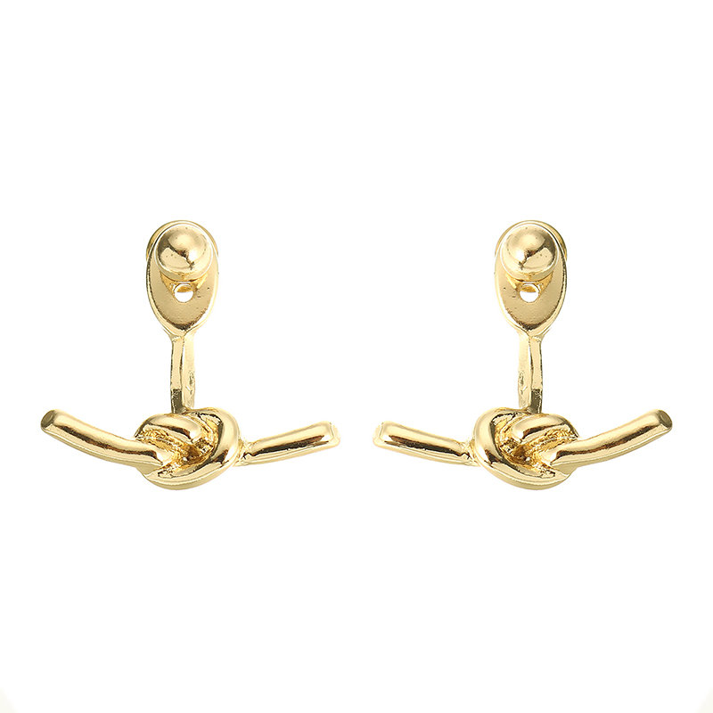 

Trendy Knot Double Side Earrings, Gold silver