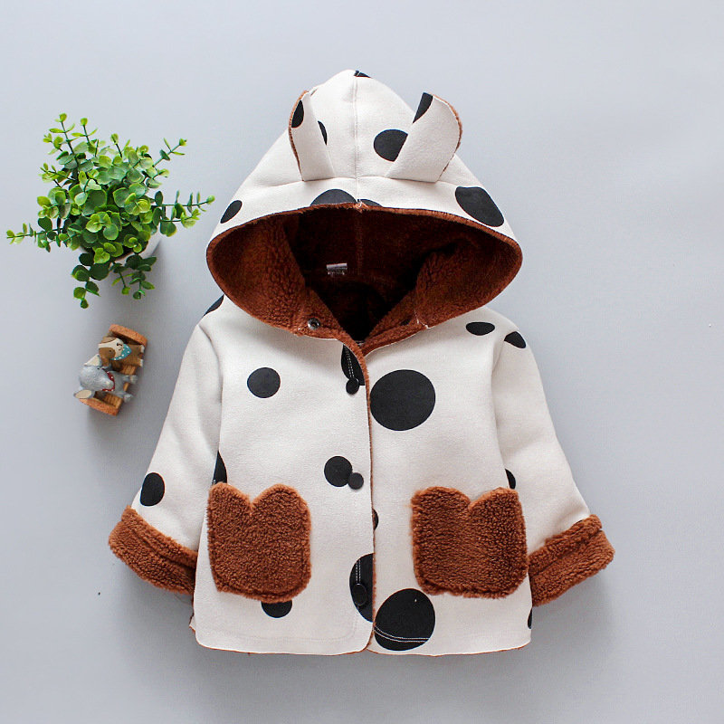 

Girls Thick Faux Chamois Coat For 1Y-7Y, White chocolate
