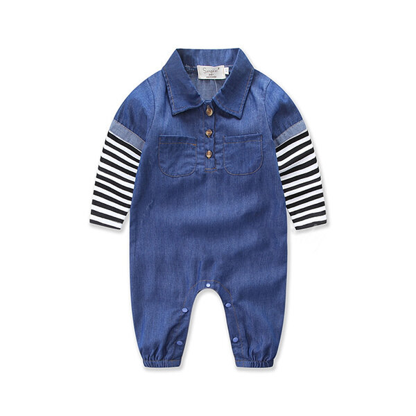 

Denim Baby Romper Jumpsuit For 0-24M, Denim blue