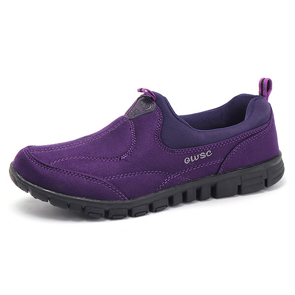 

Suede Walking Flat Casual Shoes, Red gray purple