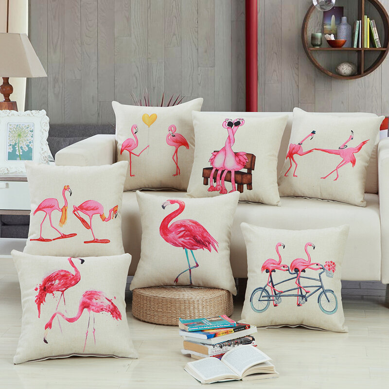 

Flamingo Pattern Concise style Cartoon Pillowcase, White