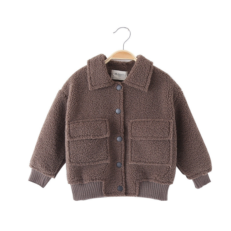 

Letter Print Boys Button Coat For 3Y-13Y, Gray coffee