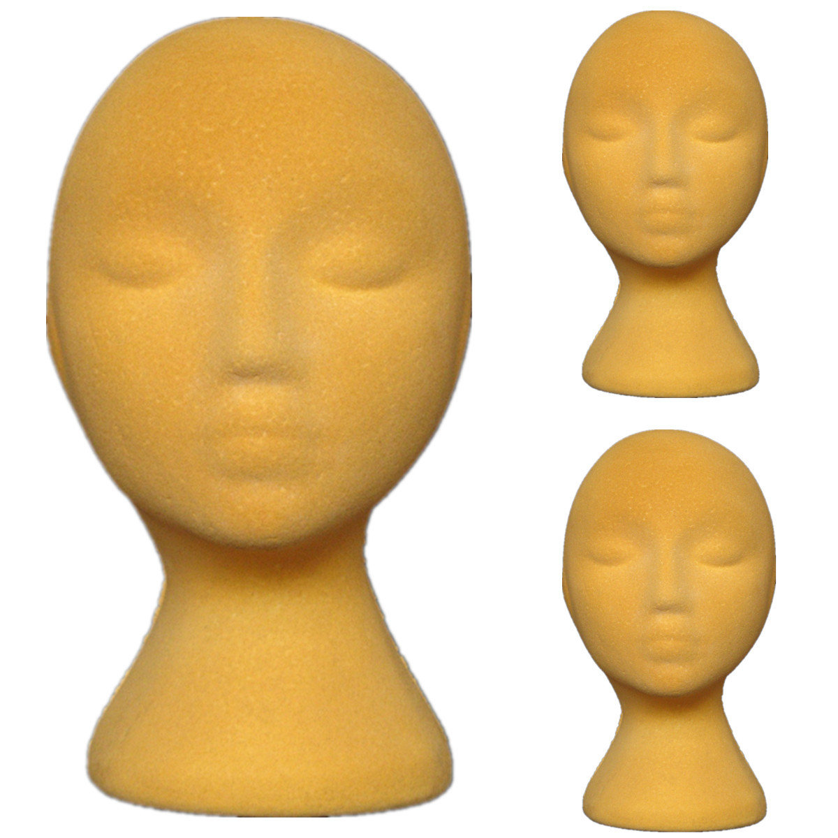 

Yellow Sponge Mannequin Head Holder Wig Hat Model Practical Flocking Display Tool