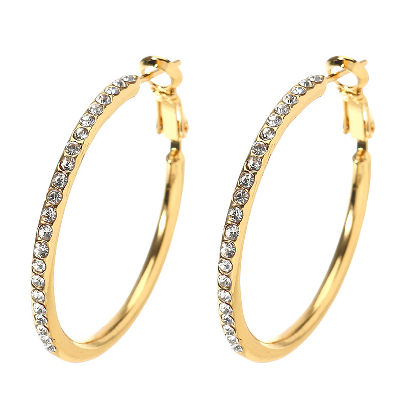 

JASSY Classic Diamond Hoop Earrings, Rose gold gold silver