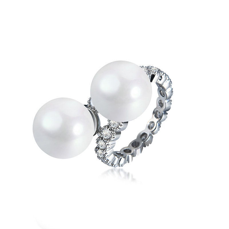 

Women's Elegant Ring Pearl Full Zircon Ring, White