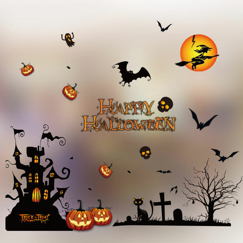 

Removable Halloween Witch Pumpkin Ghost Wall Sticker, White