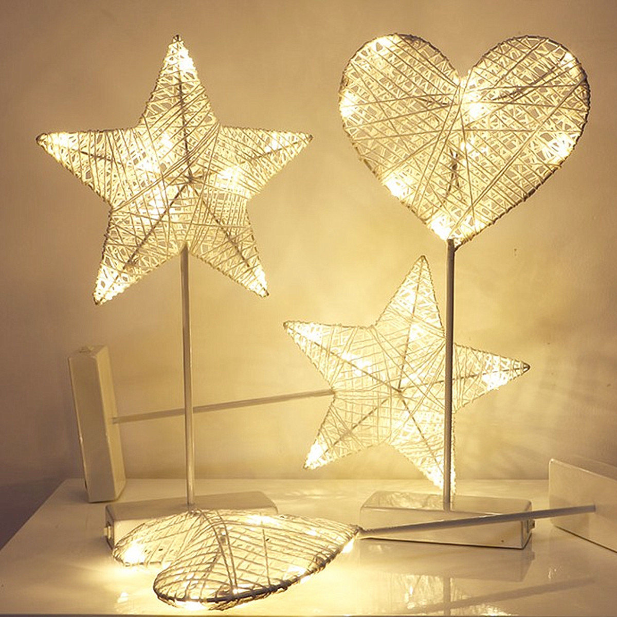 

LED Night Light Star Heart Shape Decorative Lightings, White