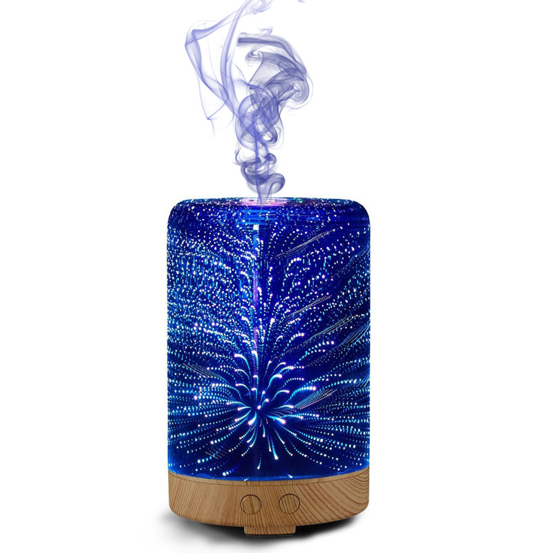 

DecBest Fireworks Sky 3D Glass Aromatherapy Diffuser, White
