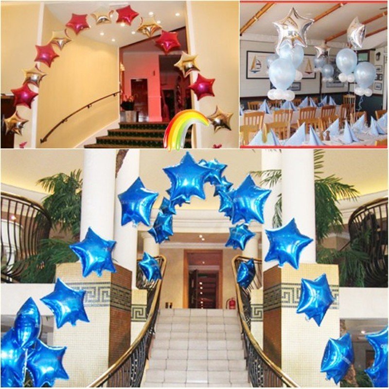 

1 Pcs Five-pointed Star Helium Foil Balloon Wedding Birthday Party Decoration, Purple red rose red silver gold green blue