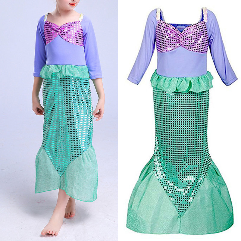 

Mermaid Cosplay Girl Long Dress For 3-11Y