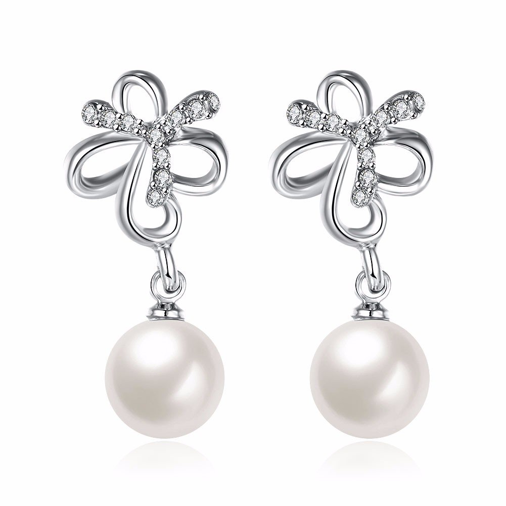 

INALIS Elegant Pearl Earrings, Silver