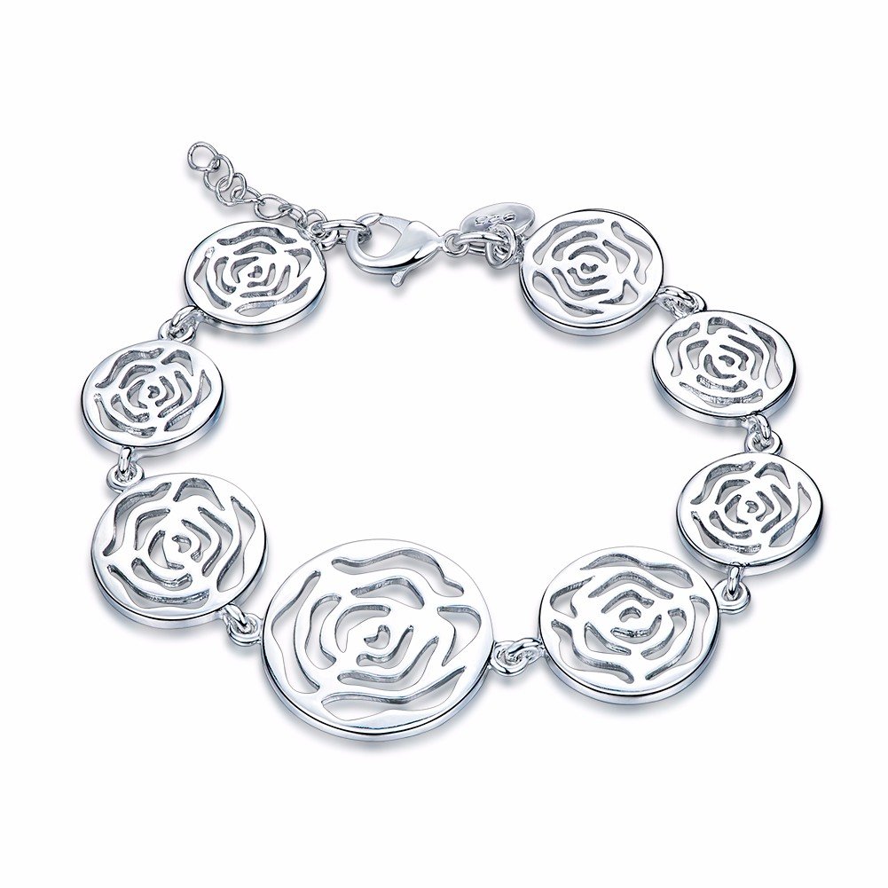 

YUEYIN® Hollow Rose Bracelet for Women Sweet Elegant Silver Plated