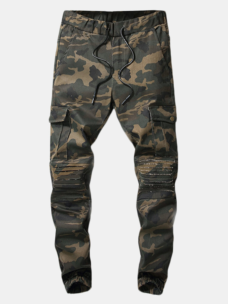 

Camouflage Elastic Waist Outdoor Zip Fly Ripped Jeans