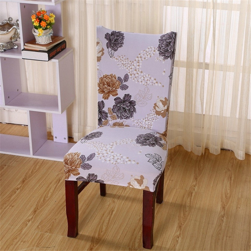 

1Pcs Elegant Flower Pattern Elastic Chair Covers Universal Home Wedding Spandex Chair Slipcovers, White