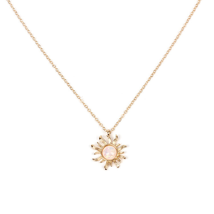 

Fashion Sun Opal Pendant Necklaces, Silver