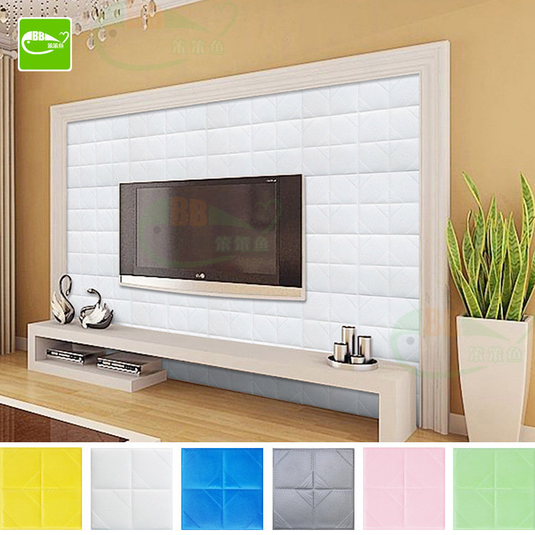 

60*60cm PE Foam 3D DIY Wall Stickers TV Background Wallpaper, White