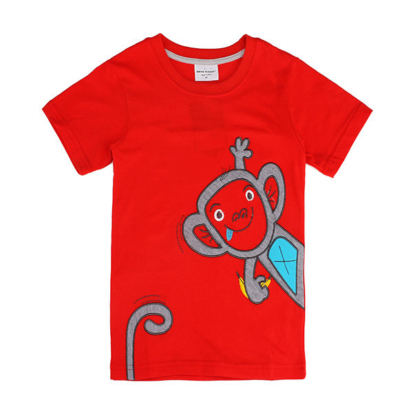 

Lovely Monkey Children Boy Cotton Short Sleeve T-shirt Top, White