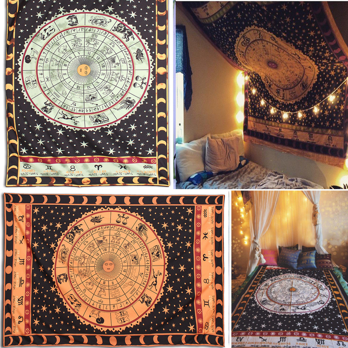 

Ombre Star Indian Mandala Wall Hanging Tapestry, Orange green