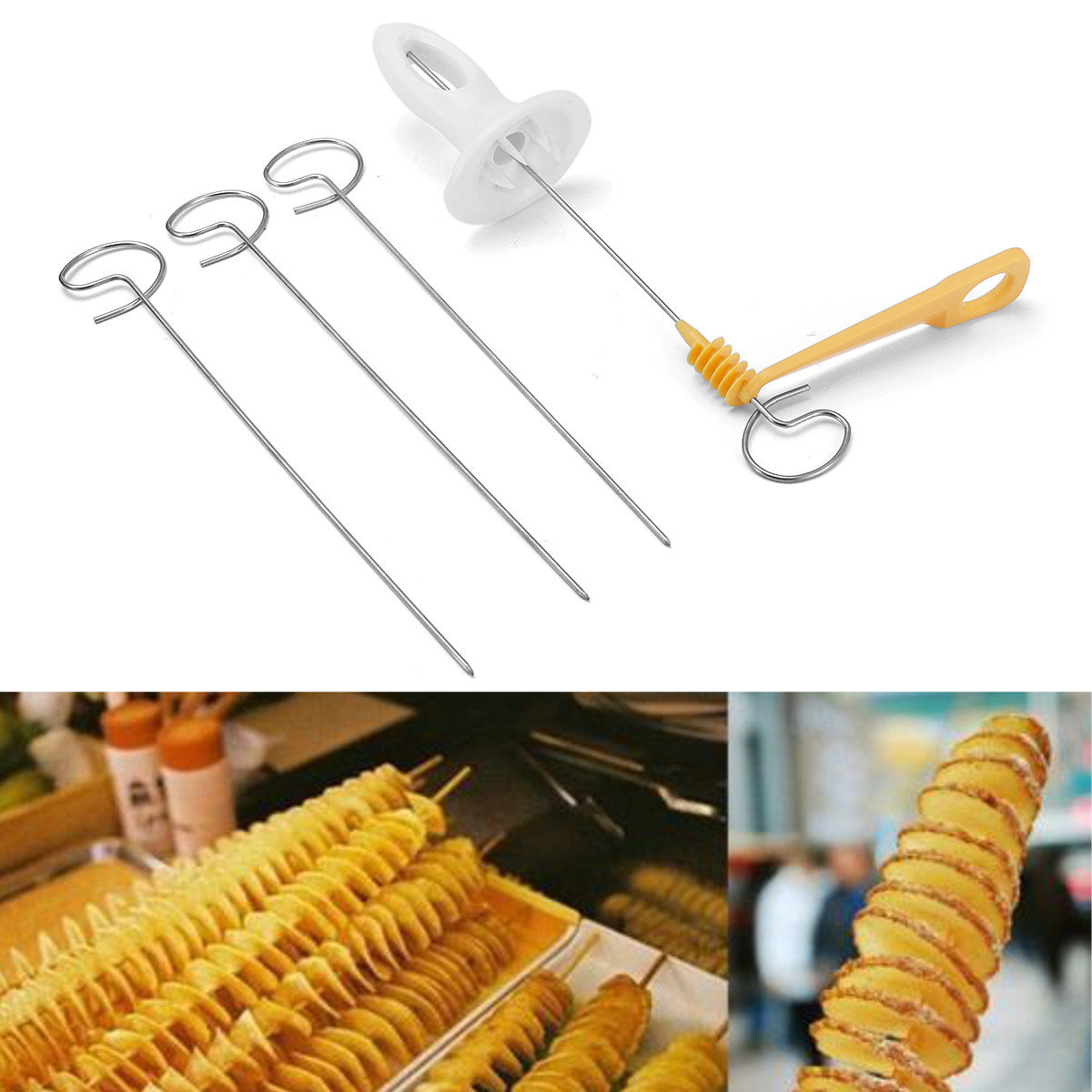 

1Set Potato Twister Tornado Slicer Manual Cutter Spiral Potato Chips Snack Maker Home Kitchen Helper