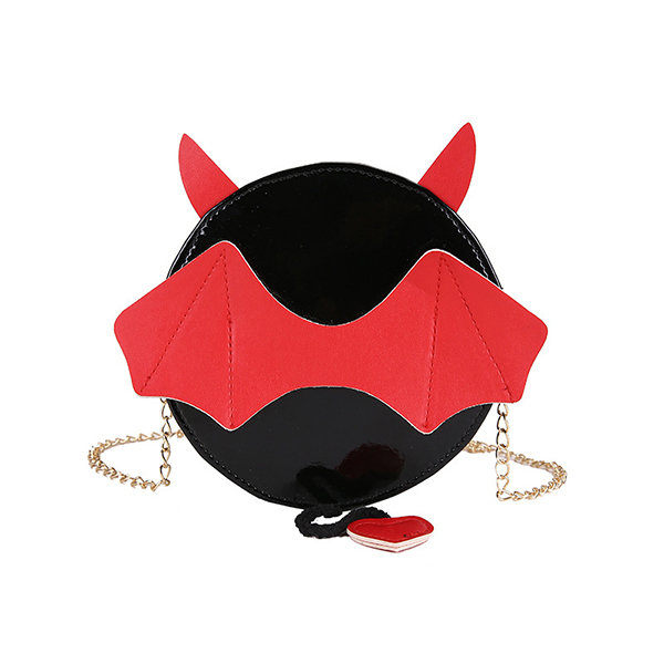 

Women Solid Patent Leather Little Devil Chain Crossbody Bag