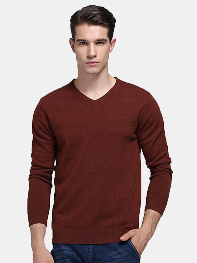 

Mens Brief Style 100% Woolen Warm Knitted Sweater, Red wine beige grey blue army green black