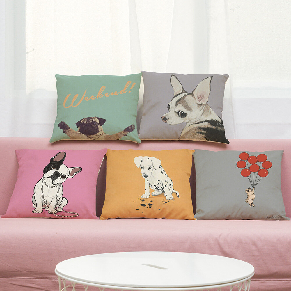 

Cartoon French Bulldog Cotton Linen Pillowcase