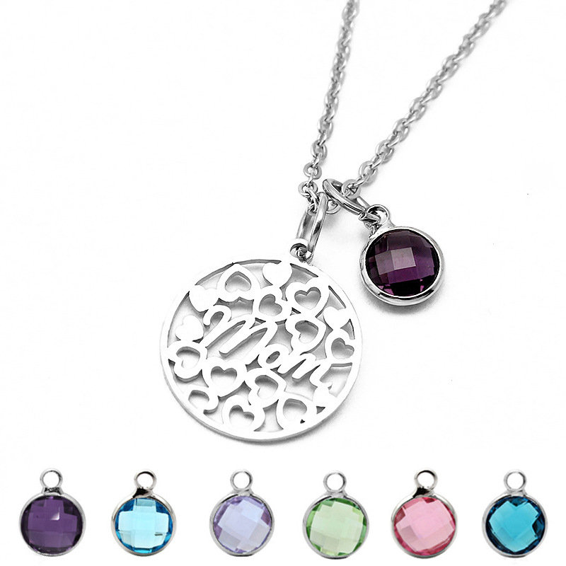 

Colorful Birthstone Necklace Mom's Gift, White