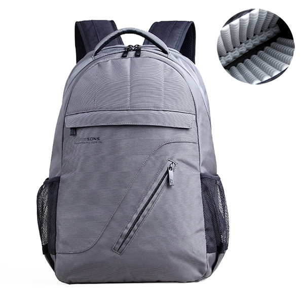 

16 Inch Nylon Backpack Business Casual Airbag Shockproof Waterproof Laptop Bag For Men Women, Grey black black red purple