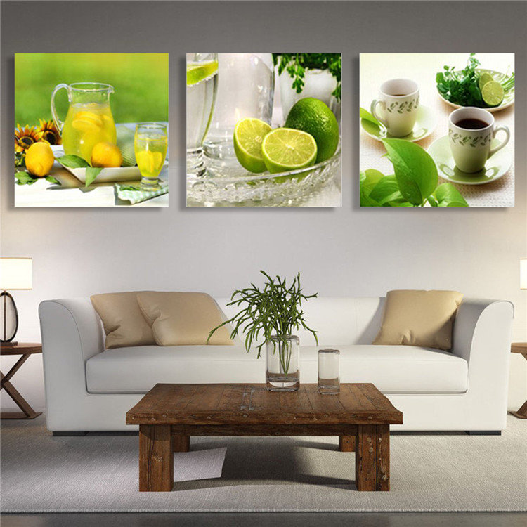 

3Pcs Panel Unframed Modern Painting Fruit Wall Art Picture Canvas Living Room Home Decor, White