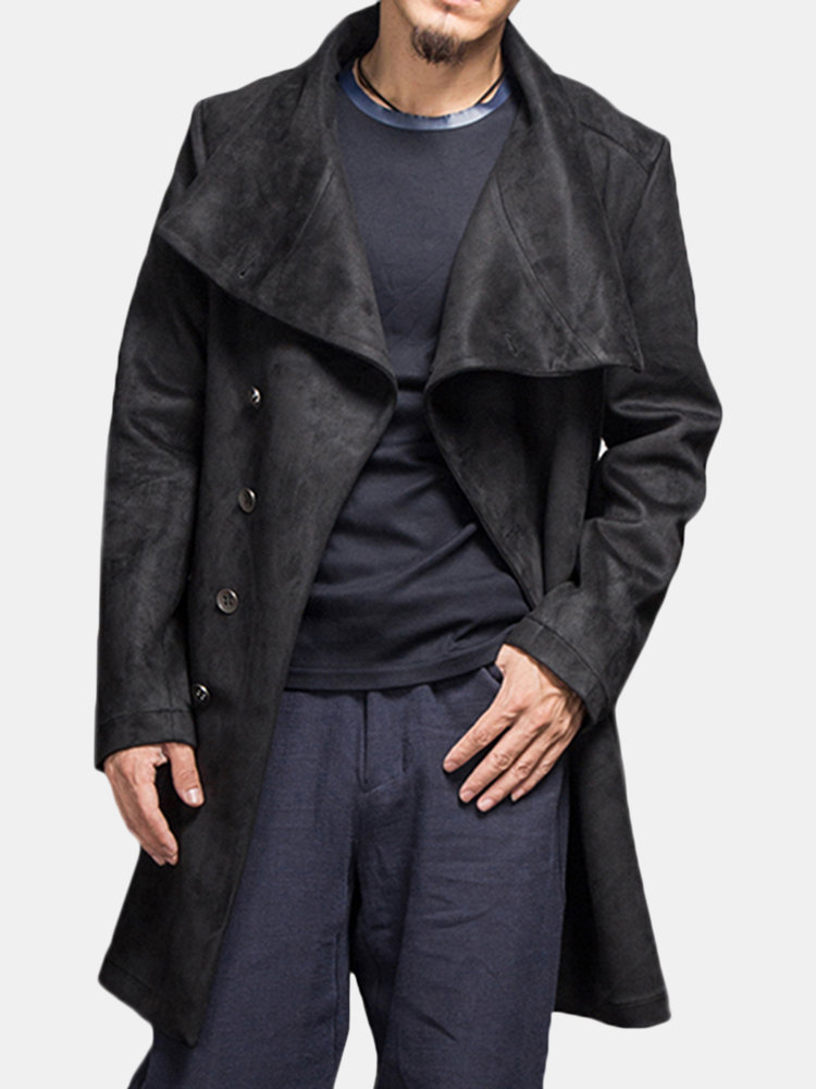 

Mink Leather Cloak Trench Suede Coat, Black grey
