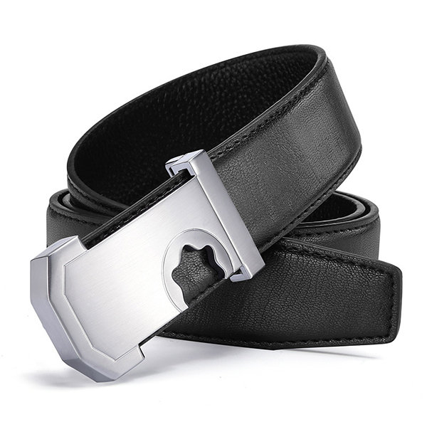 

120CM Genuine Leather Designer High Quality Smooth Buckle Belt Hollow Alloy Buckle Belts for Men, Black brown