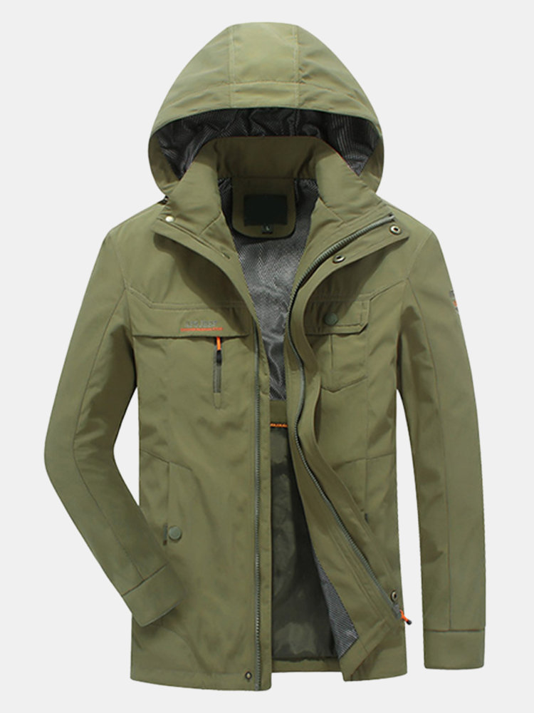 

Quickly Dry Detachable Hood Cargo Jackets for Men, Khaki dark green army green dark blue