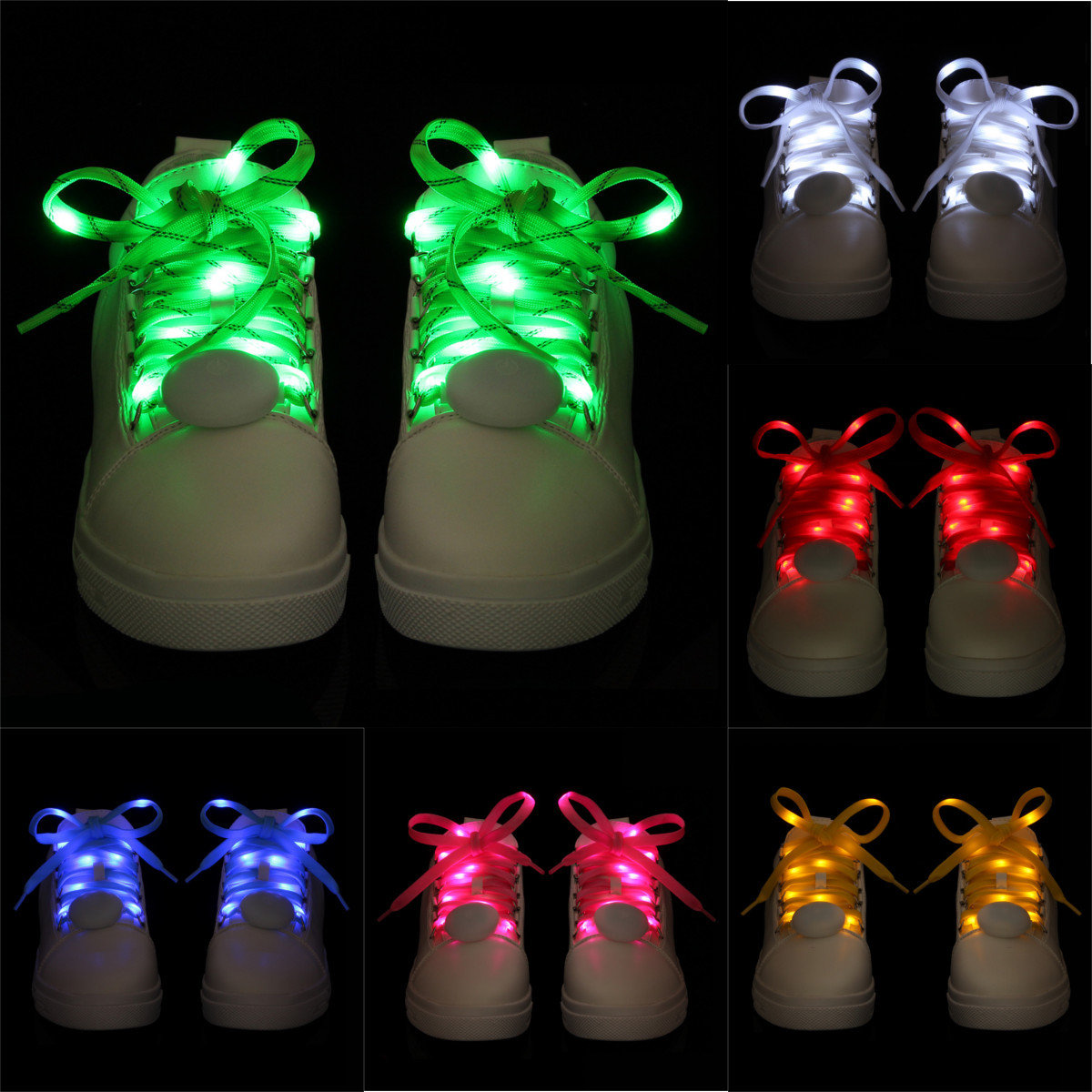

8th Generation Flash Shoelaces LED Glowing Shoelaces, Red yellow blue green orange pink white