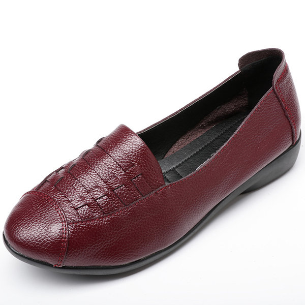 

Soild Color Soft Sole Slip On Flat Loafers, Red black gray