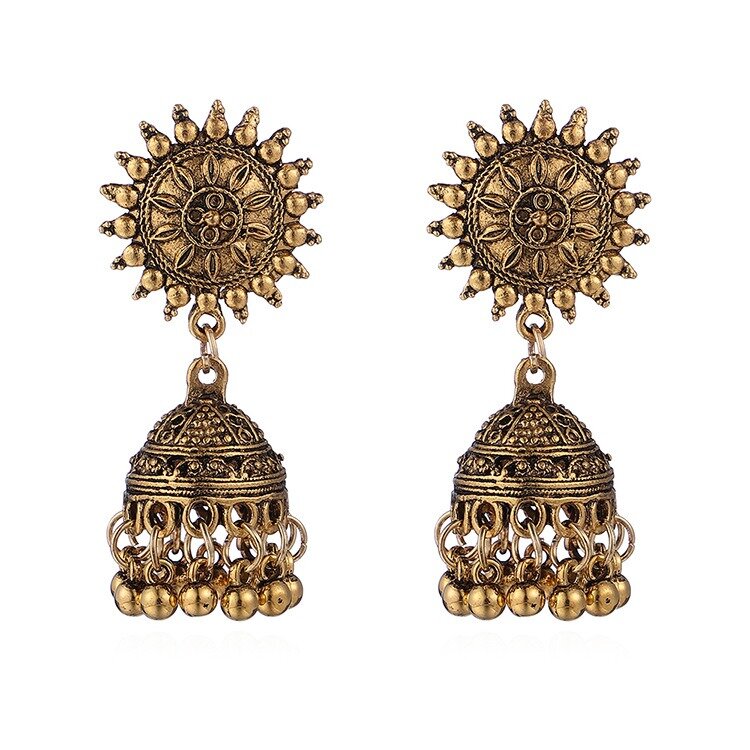 

Sun Tassels Ethnic Earrings, Gold