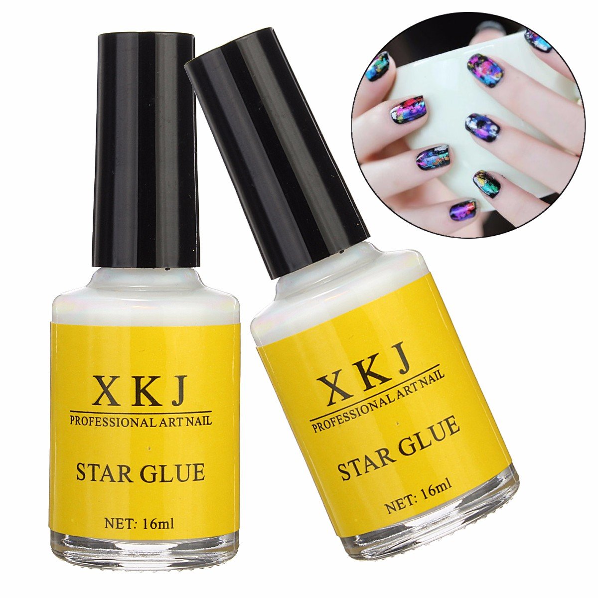 

White Nail Art Glue Transfer Tips Adhesive Galaxy Star Foil Sticker 16ml
