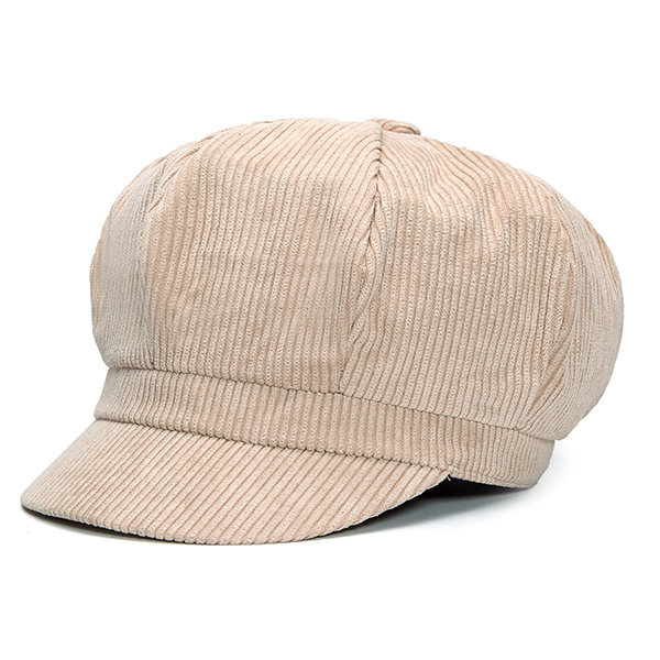 

Men Women Vintage Corduroy Octagonal Cap Thick Warm Painter Hat, Black white khaki yellow purple pink gray