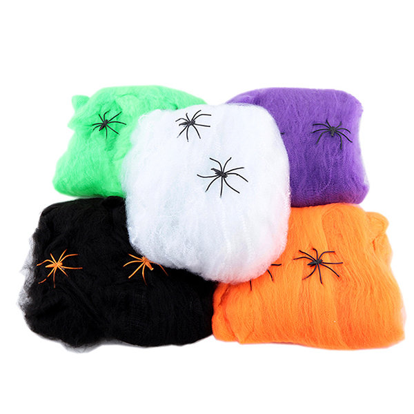 

Halloween Cobweb Stretchy Spider Web, White orange purple black green