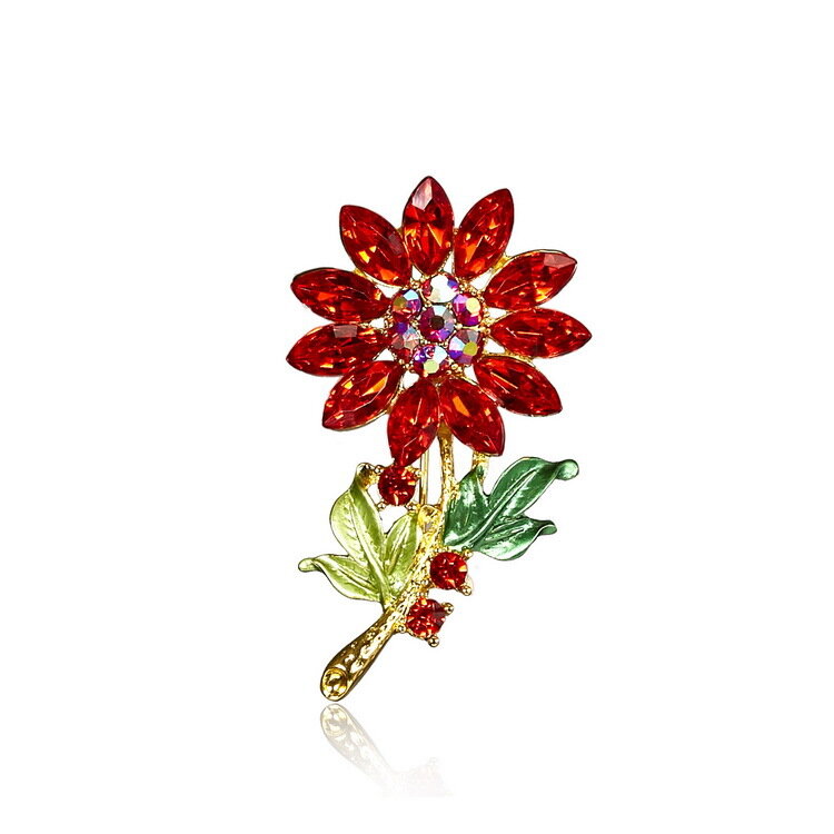 

Sweet Colorful Crystal Flower Brooches, Purple red