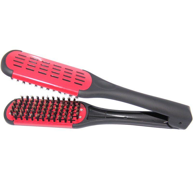 

Hairdressing Ceramic Straightening Comb Double Sided Brush Natural Fibers