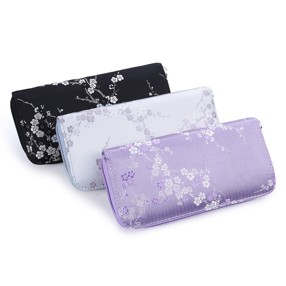 

National Style Silk Flower Embroidery Multi-slots Wallet