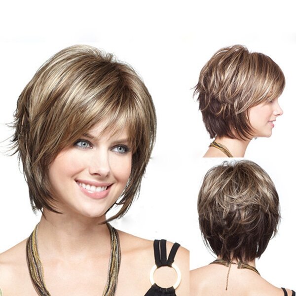 

Mix-color Stylish Highlight Synthetic Wig
