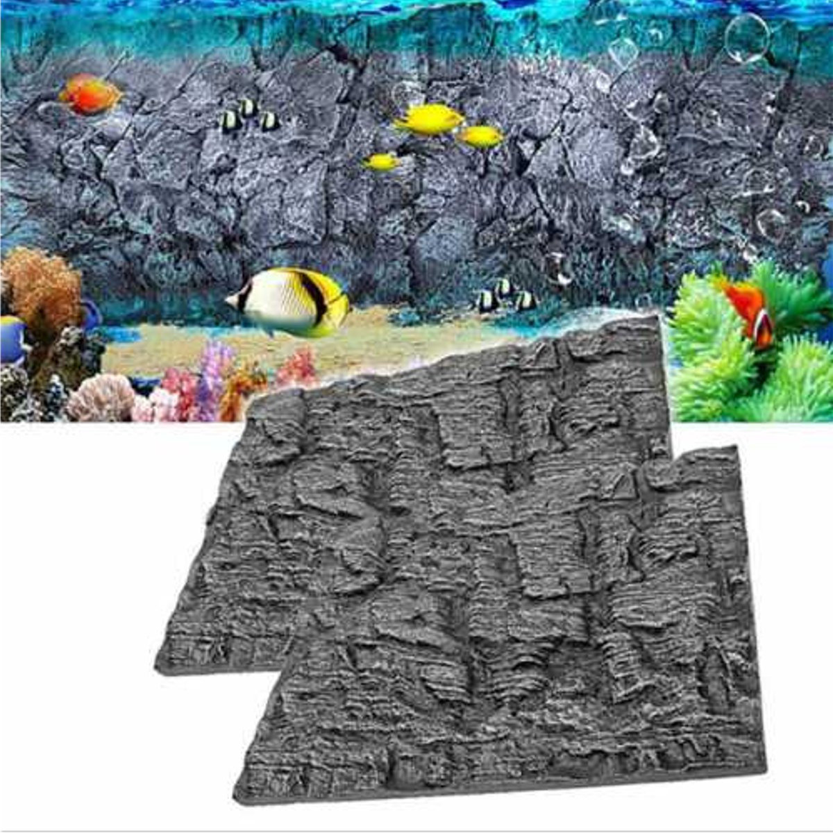 

3D Foam Rock Reptile Aquarium Fish Tank Background Backdrop 24'' X 18'' Home Decor
