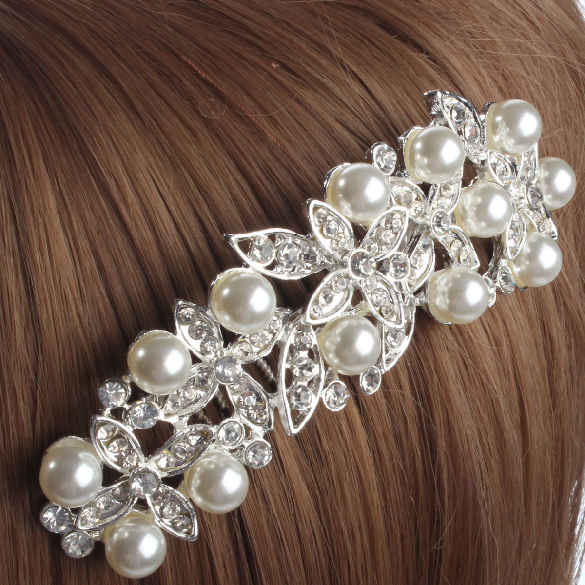 

Bride Wedding Artificial Pearl Crystal Rhinestone Hair Clip Comb Hairpin Bridal Headpiece