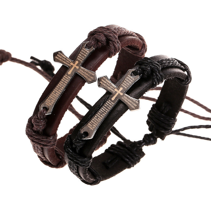 

Vintage Leather Bangle Bracelet, Black