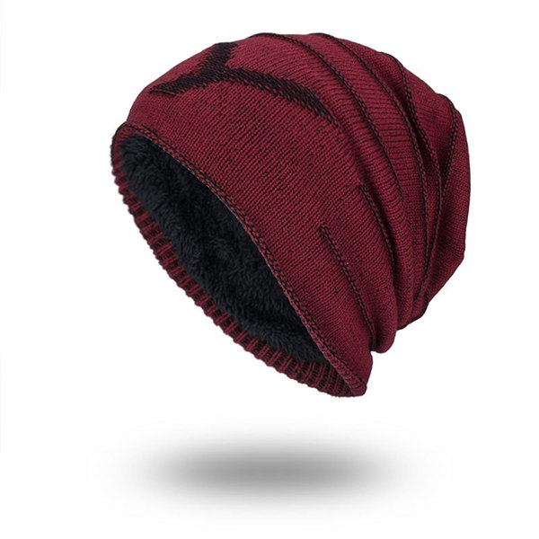

Knitted Solid Warm Thickening Beanie Cap, Khaki black grey wine red navy
