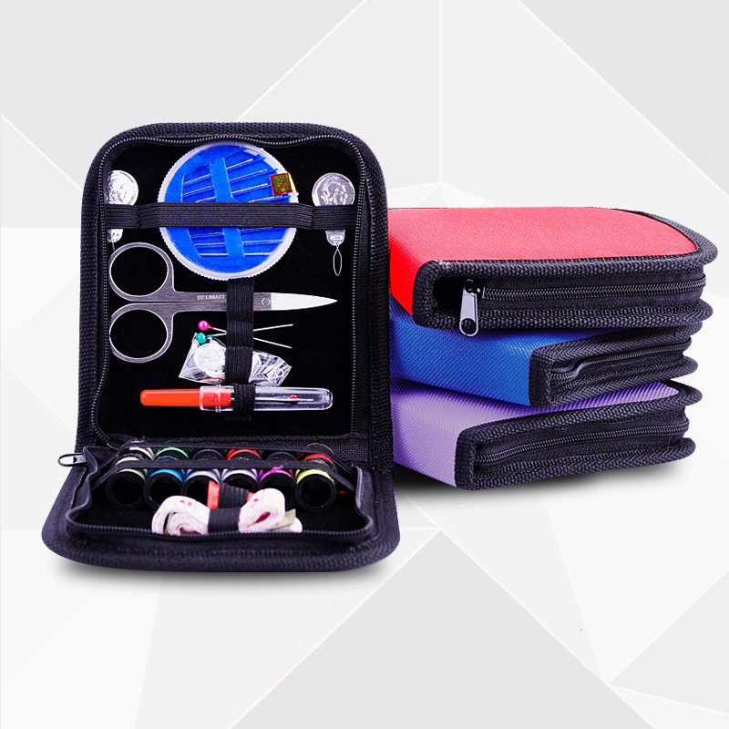 

Home Travel Sewing Set Essential Multi-Functional Sewing Kit Bag Cross Stitch Tool Needle Thread, Blue red purple black
