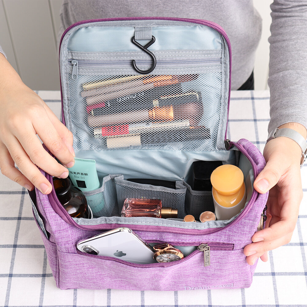 

Travel Cosmetic Tote Bag, Purple black grey