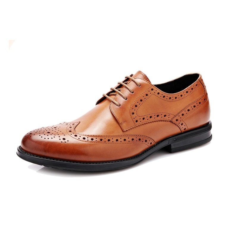 Men Genuine Leather Brogue Carved Oxfords Pointed Toe Dress Shoes ...