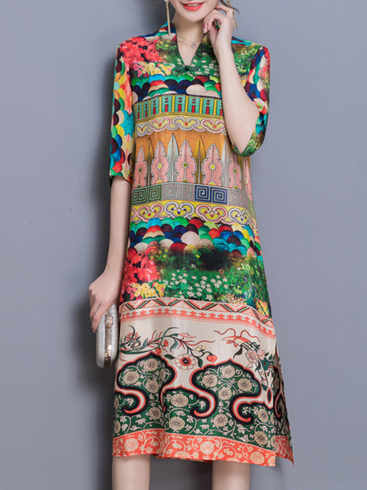 

Casual Mulberry Silk Printed Dresses